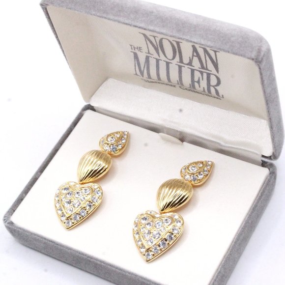 Nolan Miller NOS With Box Pave´Rhinestones Long Dangle Earrings - Picture 6 of 8